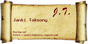 Janki Taksony névjegykártya